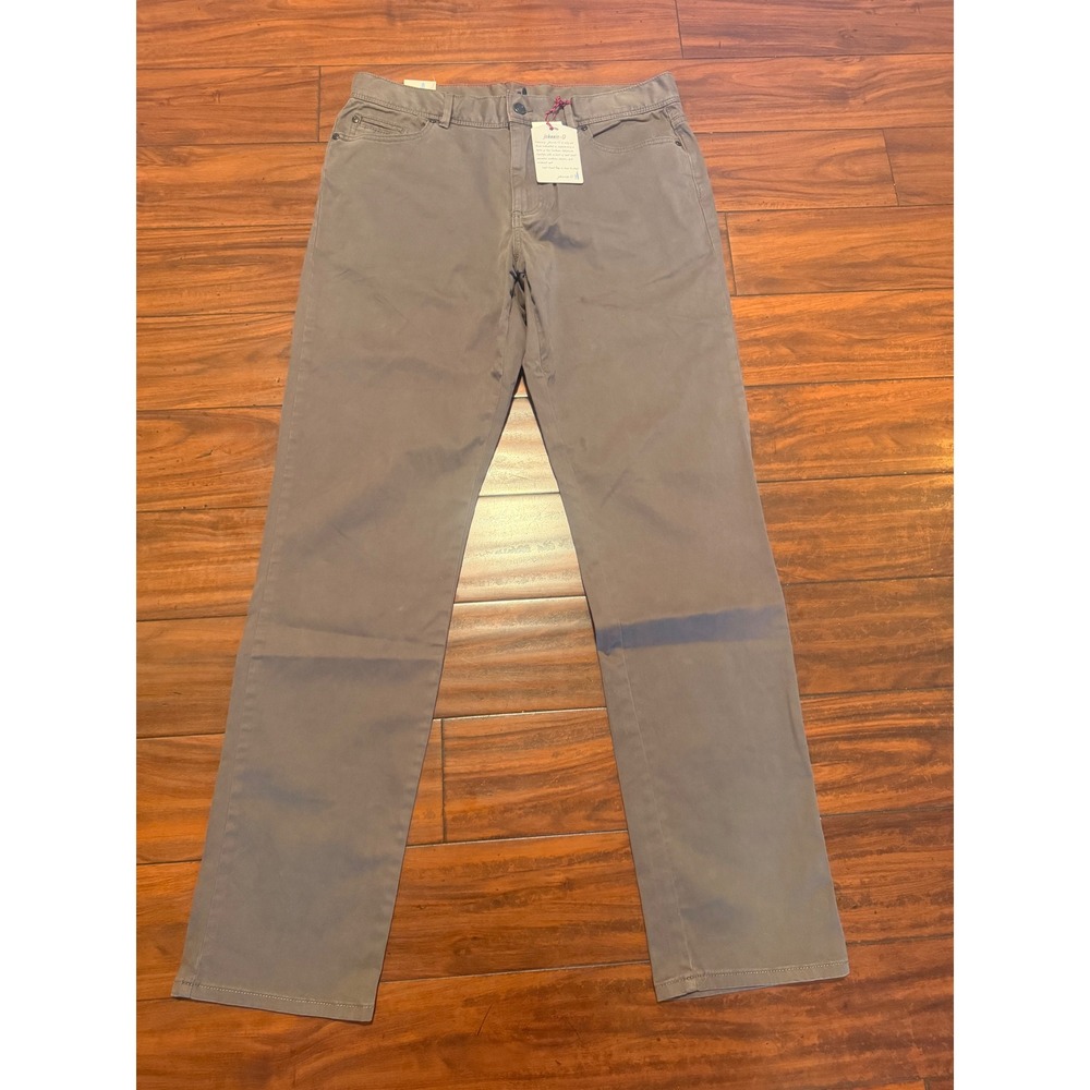 Johnnie-O Sawyer Pants Mens 34x34 Pewter Grey 5-Pocket Straight Leg JMPA1280 NWT